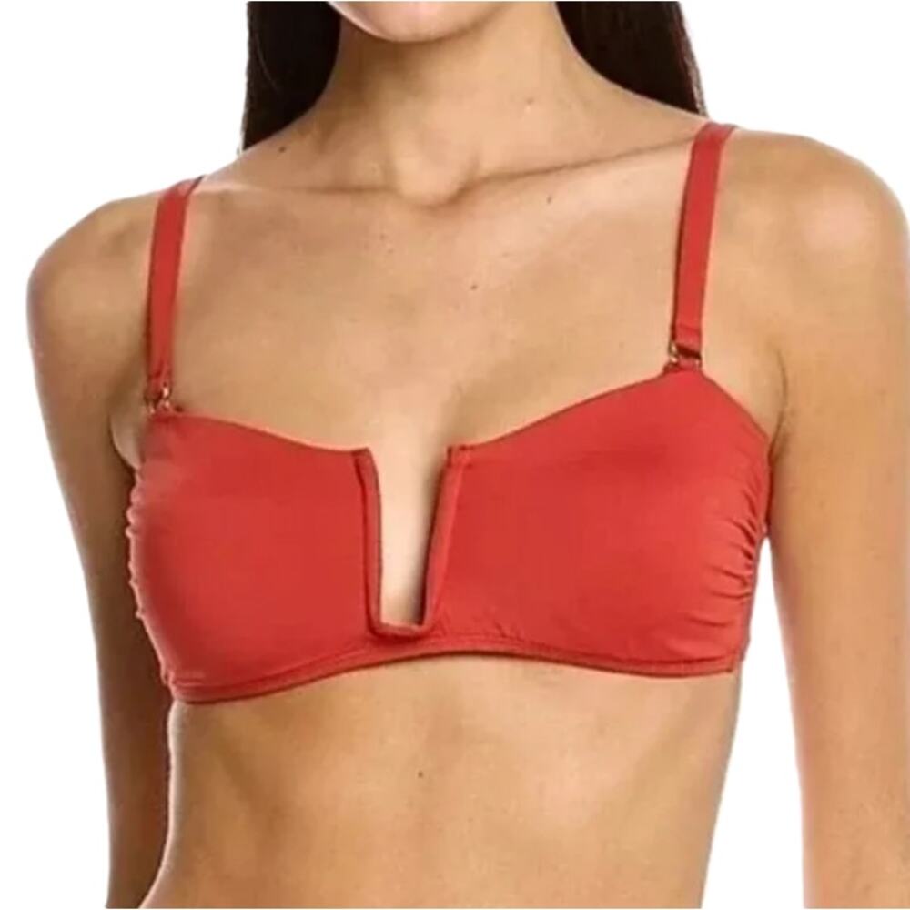 Andie Red Bikini Top Adjustable Straps Cartagena Bandeau Size Small - Picture 7 of 7